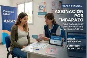 Mulher grávida com profissional da ANSES em centro de saúde