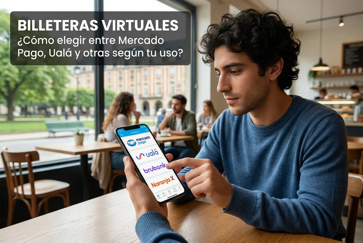 Homem jovem com smartphone mostrando carteiras virtuais