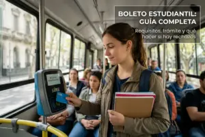 Jovem na Argentina usando cartão SUBE no transporte estudantil