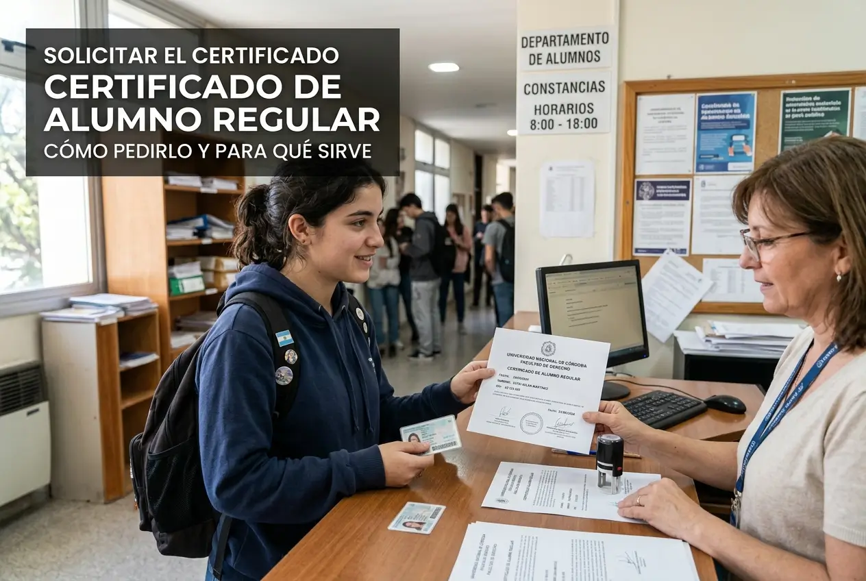 Estudante brasileira recebendo Certificado de Alumno Regular 2026