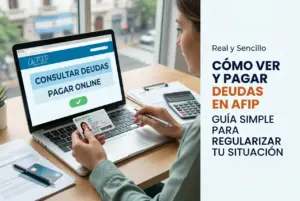 Pessoa usando site AFIP para consultar e pagar dívidas