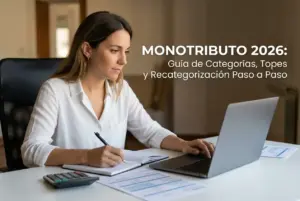 Mulher trabalha em guia de categorias Monotributo 2026