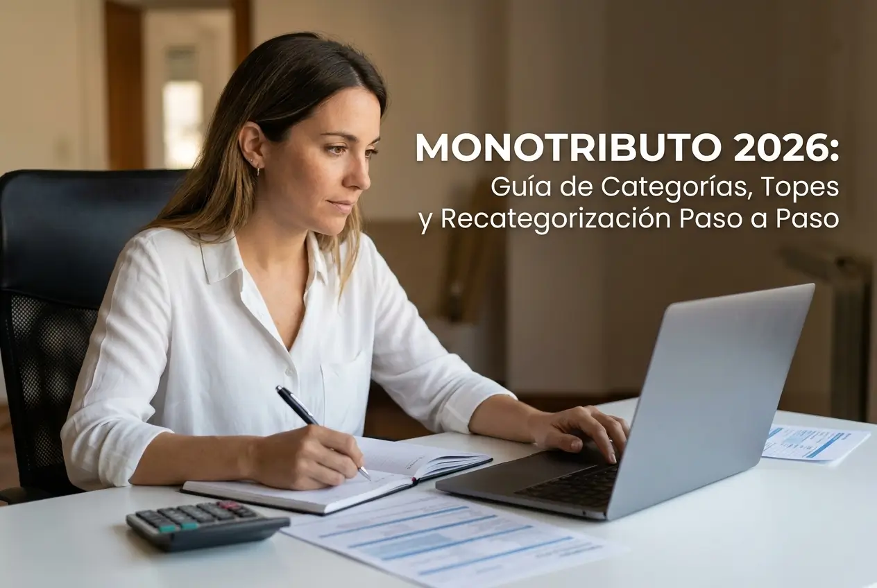 Mulher trabalha em guia de categorias Monotributo 2026