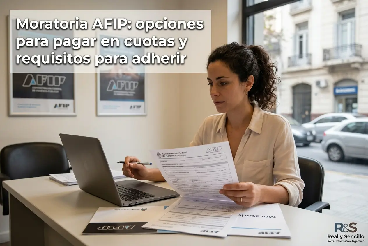 Mulher trabalhando com documentos AFIP em um escritório