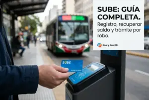 Pessoa com cartão SUBE na frente de terminal em Buenos Aires